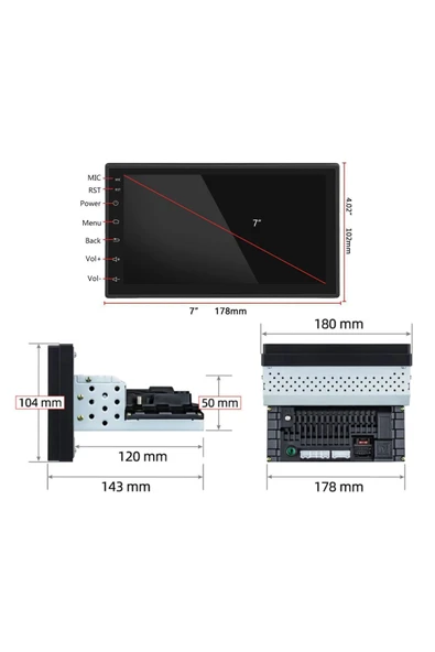 EXVOL EXW-X100 ANDROİD MULTİMEDYA 2/32GB CARPLAYLİ TEYP 7 İNC AYARLANIR İNCE KASA IPS + KAMERA HEDİYE - 2