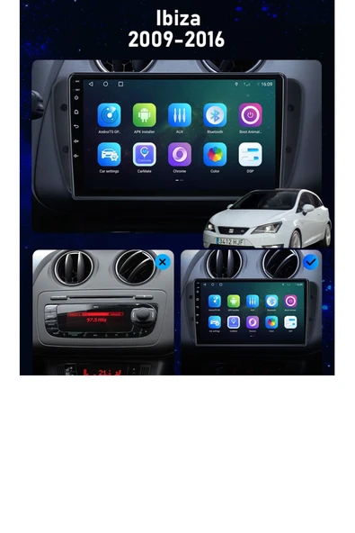 EXVOL SEAT İBİZA 2009-2016 ANDROİD MULTİMEDYA CARPLAYLİ 9 İNC HD IPS EKRAN 2GB/32GB KAMERA HEDİYELİ - 3