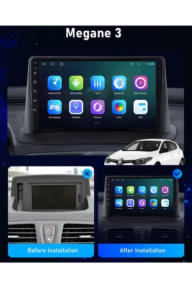 EXVOL Renault Megane 3 Android Multimedya Carplay 9 Inc Hd Ips Ekran 4gb/64gb Kamera Hediyeli - Resim 5