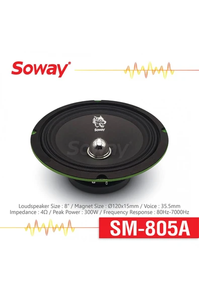 EXVOL SOWAY SM-805A 20CM MİDRANGE KURŞUN GÖBEK 300W 60RMS HOPARLÖR (2ADET) - 2