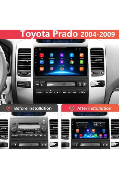 EXVOL TOYOTA PRADO 2004-2009 ANDROİD MULTİMEDYA CARPLAYLİ 9 İNC HD IPS EKRAN 2GB/32GB KAMERA HEDİYELİ - Resim 3