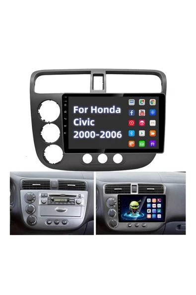 EXVOL Honda Civic Vtec Android Multimedya Carplayli 9 Inc Hd Ips Ekran 2gb/32gb Kamera Hediyeli - Resim 3