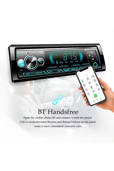 EXVOL EXW-22  YENİ MODEL ARABA OTO TEYP BLUETOOTH ÇİFT USB GİRİŞLİ 7 RENK DEGİŞEN SD-AUX ÇİFT AMFİ ÇIKIŞI - 3