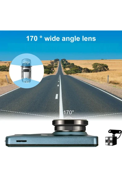 EXVOL ARAÇ İÇİ YOL KAYIT KAMERASI 4 İNC 1296P FULL HD 1.8 LENS YOL+GERİ GÖRÜŞ KAMERALI - 8