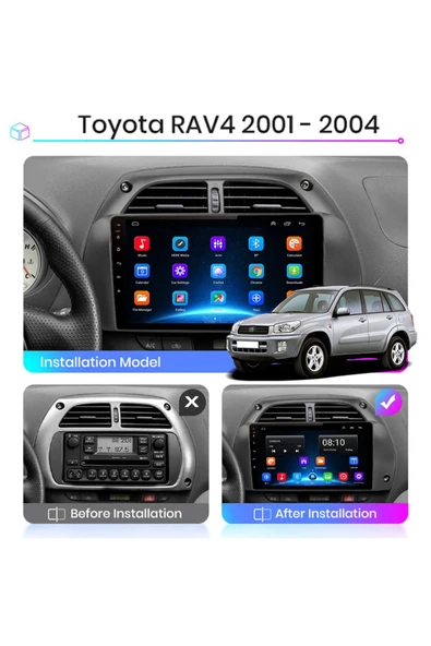 EXVOL TOYOTA RAV 4 2001-2004 ANDROİD MULTİMEDYA CARPLAYLİ 9 İNC HD IPS EKRAN 2GB/32GB KAMERA HEDİYELİ - Resim 3