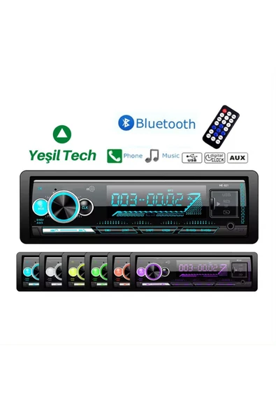EXVOL EXW-22  YENİ MODEL ARABA OTO TEYP BLUETOOTH ÇİFT USB GİRİŞLİ 7 RENK DEGİŞEN SD-AUX ÇİFT AMFİ ÇIKIŞI