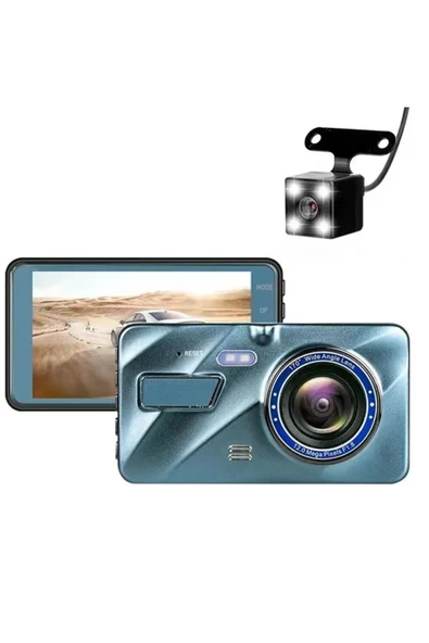 EXVOL ARAÇ İÇİ YOL KAYIT KAMERASI 4 İNC 1296P FULL HD 1.8 LENS YOL+GERİ GÖRÜŞ KAMERALI
