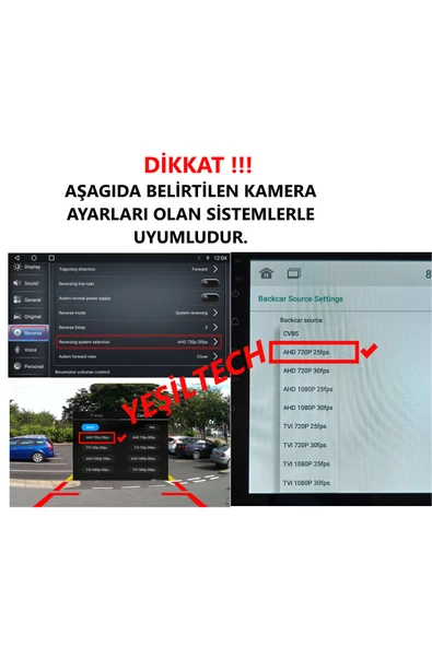 EXVOL ARAÇ +AHD GERİ GÖRÜŞ PARK KEMARASI 720P 25FPS KELEBEKLİ ARAÇ KAMERASI - 2