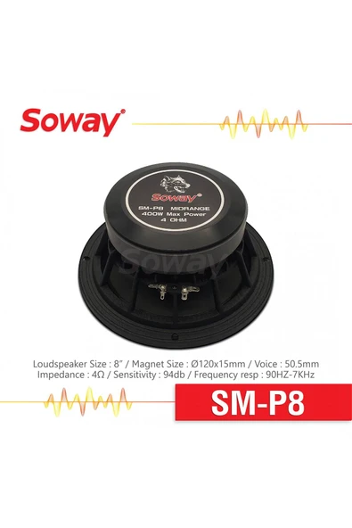EXVOL SOWAY SM-P8 20CM MİDRANGE KURŞUN GÖBEK 400W 180RMS HOPARLÖR (2ADET) - 5
