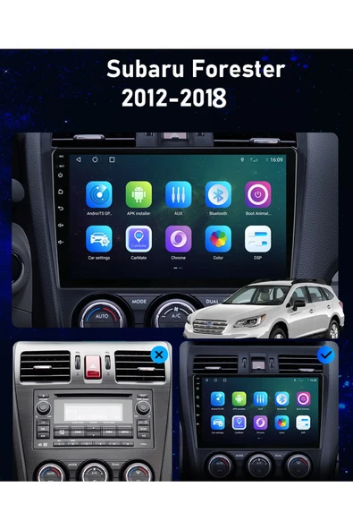 EXVOL SUBARU FORESTER 2012-2018 ANDROİD MULTİMEDYA CARPLAYLİ 9 İNC HD IPS EKRAN 2GB/32GB KAMERA HEDİYELİ - Resim 2