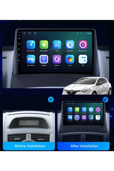 EXVOL Renault Megane 2 Android Multimedya Carplay 9 Inc Hd Ips Ekran 2/32gb Kamera Hediyeli - Resim 5