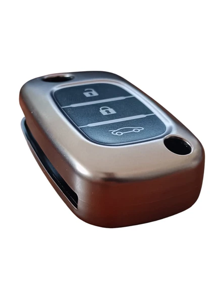Renault Fuluence Anahtar Uyumlu Silikon Oto Anahtar Kumanda Kabı Kılıf Füme - 2