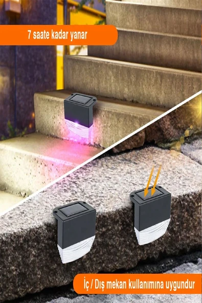 Solar Bahçe Lambası RGB + Sarı Işık – Güneş Enerjili Otomatik Aydınlatma 2’li Set - 4