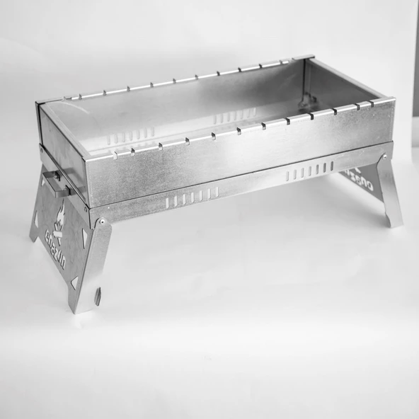 Büyük Boy Paslanmaz Katlanır Pratik Mangal (YIKANABİLİR) 55 x 29 x 23 cm MAŞA HEDİYELİ - 6