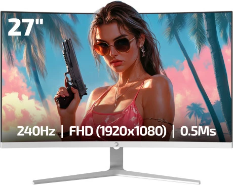 GamePower 27" Vivid V60 Curved RGB 0.5ms 240Hz VA FHD 1500R HDR Adaptive Sync Beyaz Gaming Monitör