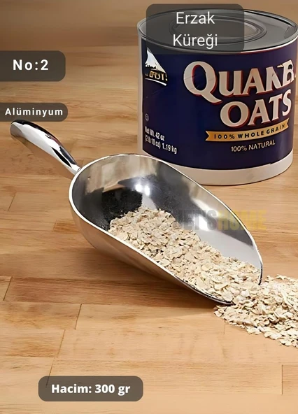 Erzak Küreği Alüminyum Bakliyat Küreği Un Küreği Kuruyemiş Küreği Hacim 300 gr No:2 21 cm