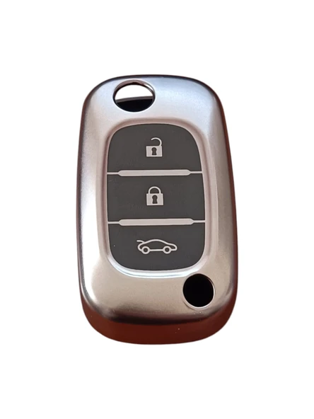 Renault Fuluence Anahtar Uyumlu Silikon Oto Anahtar Kumanda Kabı Kılıf Füme