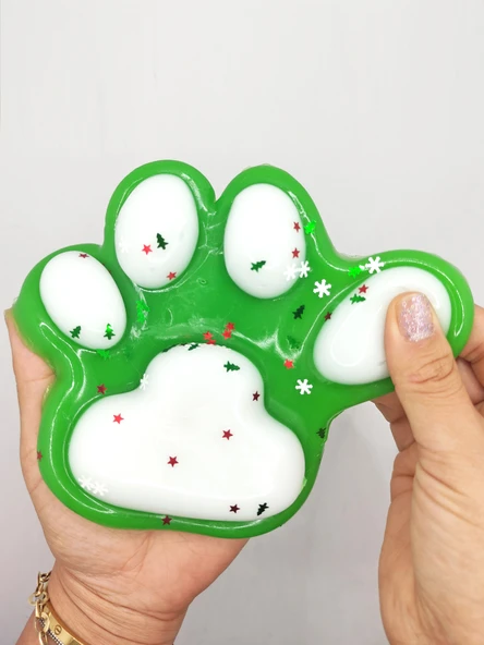 Dev Pati Squishy Taba Squishy Kedi Pati Sıkma 14 cm Pullu Pati Sukuşi - Yeşil - Resim 4