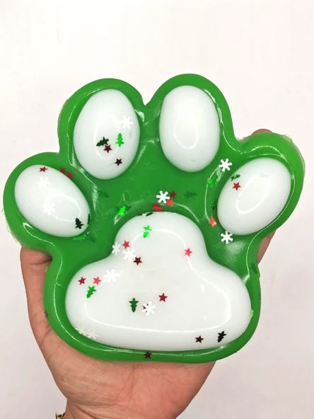 Dev Pati Squishy Taba Squishy Kedi Pati Sıkma 14 cm Pullu Pati Sukuşi - Yeşil ürün görseli 1