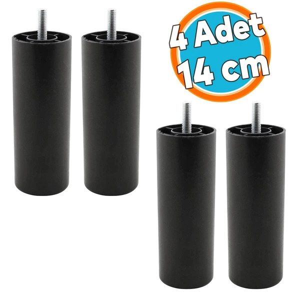 Mobilya Kanepe Sehpa TV Ünitesi Koltuk Gizli  Orta Destek Ayağı Baza Ayakları 14 cm Siyah 4 Adet ürün görseli