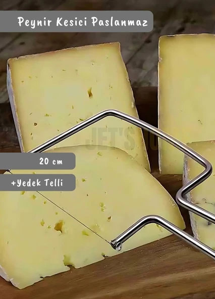 Peynir Dilimleyici Paslanmaz Peynir Kesici Çelik Peynir Bıçağı 20 cm Yedek Telli - 3