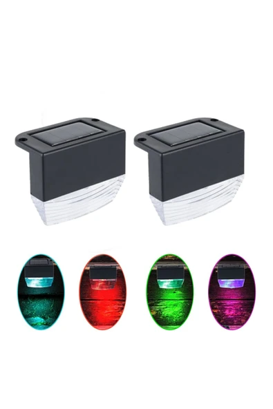 Solar Bahçe Lambası RGB + Sarı Işık – Güneş Enerjili Otomatik Aydınlatma 2’li Set