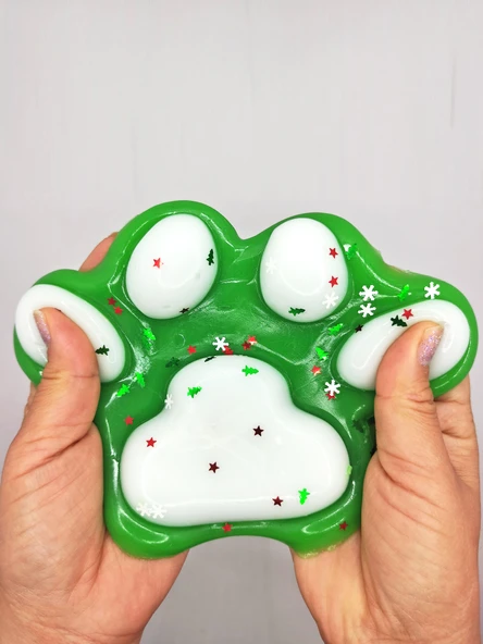 Dev Pati Squishy Taba Squishy Kedi Pati Sıkma 14 cm Pullu Pati Sukuşi - Yeşil - Resim 5