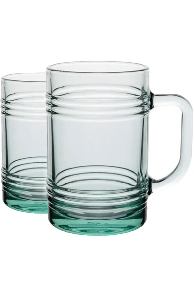 55673 Aware Tın Can 400 ML Cam 2li Kulplu Çay Kahve Meşrubat Bardağı Takımı