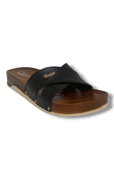 Capri 9020-25 Deri Çapraz Bant Capri Tokalı Kadın Terlik