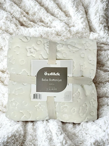 Özdilek Krem Embos Peluş Bebek Battaniye 100x120 - 2
