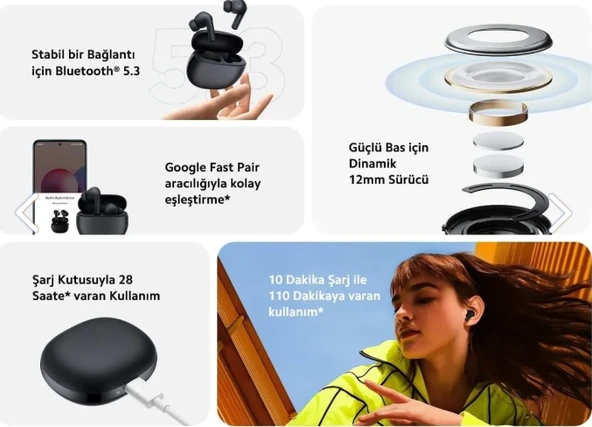 Xiaomi Redmi Buds 4 Active Bluetooth Kulaklık Black - 3