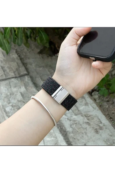 Samsung Galaxy Gear Sport R600 - Gear S2 Classic Uyumlu 20mm Likralı Örgü Kayış Akıllı Saat Kordonu - 4