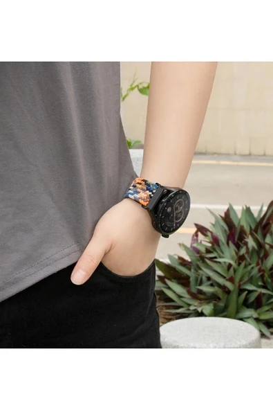 Oppo Realme Watch 36 mm RMA 161 Uyumlu (20mm) Likralı Örgü Flexible Kayış Akıllı Saat Kordonu - 3