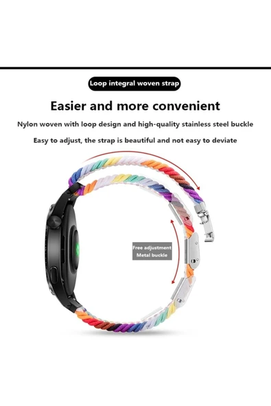 Samsung Galaxy Gear Sport R600 - Gear S2 Classic Uyumlu 20mm Likralı Örgü Kayış Akıllı Saat Kordonu - 7