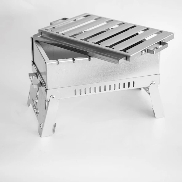 İdeal Boy Paslanmaz Katlanır Pratik Mangal (YIKANABİLİR) 35 x 25 x 20 cm MAŞA HEDİYELİ - Resim 2