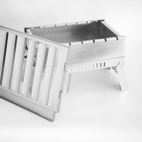 İdeal Boy Paslanmaz Katlanır Pratik Mangal (YIKANABİLİR) 35 x 25 x 20 cm MAŞA HEDİYELİ - Resim 3