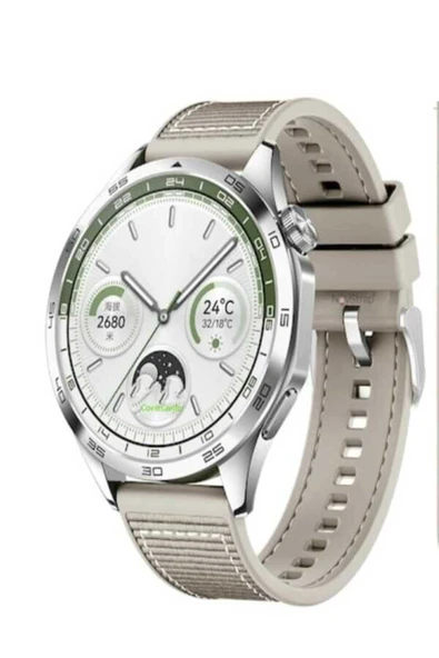 Huawei Watch GT2 Pro 46mm Örgü Kumaş Hibrit Ayarlanabilir Silikon Lansman Saat Kordonu