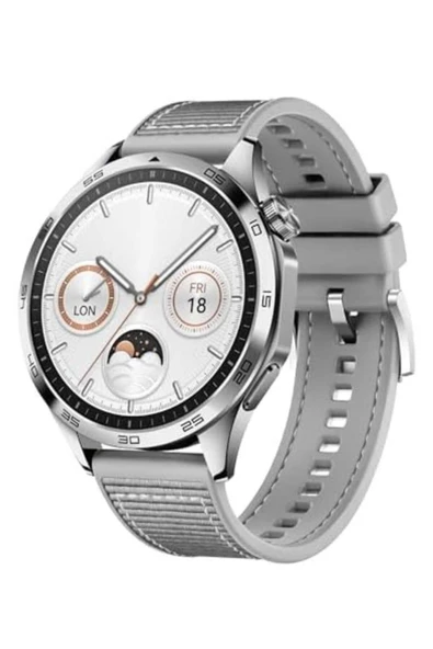 Huawei Watch Buds Örgü Kumaş Hibrit Ayarlanabilir Silikon Lansman Saat Kordonu
