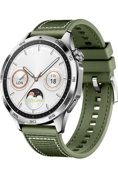 Huawei Watch GT4 Pro 46mm Yeşil Örgü Kumaş Hibrit Ayarlanabilir Silikon Lansman Saat Kordonu