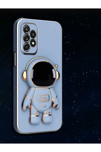 Samsug Galaxy A 52 Uyumlu Astronot Standlı 3D Görünümlü Gold Detaylı Tam Korumalı Lüks Kılıf