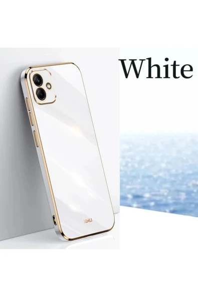 Samsung Galaxy A05 Uyumlu Kamera Korumalı Parlak Gold Kenarlı Yumuşak Silikon Kılıf/Kapak