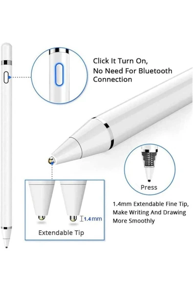 Tüm Dokunmatik Ekran ve Cihazlarla Uyumlu Active Stylus Pen Çizim ve Tasarım Tablet Kalemi - 3