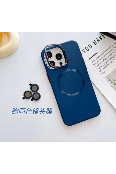 iPhone 15 Pro Max Kılıf + Lens Koruyucu Stant Özellikli Magsafe Özellikli Tam Korumalı Lux Kılıf