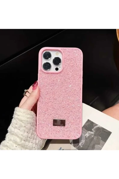 İphone 15 Pro Max Kılıf Taşlı Parıltılı Kamera Çıkıntılı Lüks Silikon Kılıf