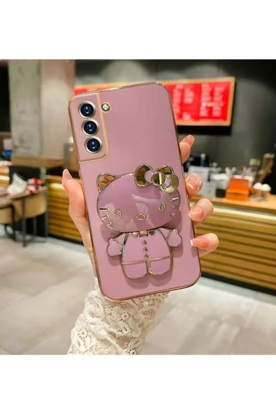 Xiaomi Redmi Note 12 Pro 4G Kılıf Hello Kitty Standı Sevimli Parlak Gold Kenarlı Tam Koruma 3d
