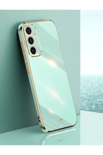 Samsung Galaxy A34 5G Uyumlu Kamera Korumalı Parlak Gold Kenarlı Yumuşak Silikon Kılıf/Kapak