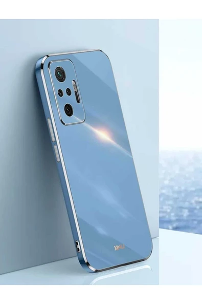 Xiaomi Redmi Note 10 Pro Uyumlu Kılıf Parlak Gold Kenarlı Kamera Korumalı Silikon Kapak