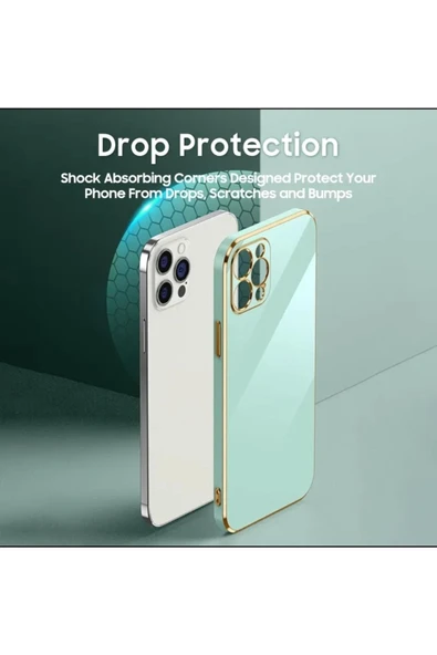 Iphone 14 Pro Max Uyumlu Kılıf Kamera Korumalı Parlak Gold Kenarlı Renkli Yumuşak Silikon Volet