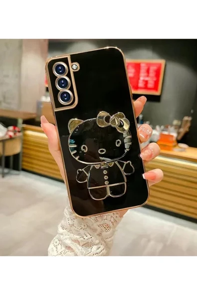 Xiaomi Redmi Note 12 Pro Kılıf Hello Kitty Standı Sevimli Parlak Gold Kenarlı Tam Koruma 3d Karakter