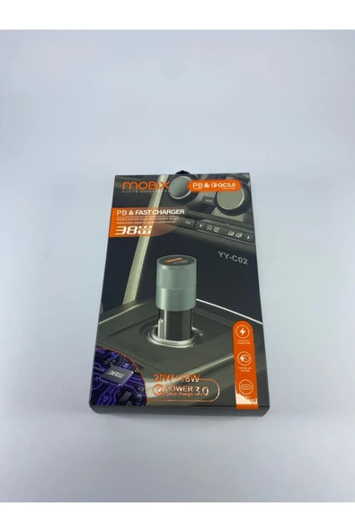 MOBİX Mobix Hızlı Şarj Araç Çakmak Şarjı Aleti Metal Gövdeli Siyah 12-24V 38W - 1